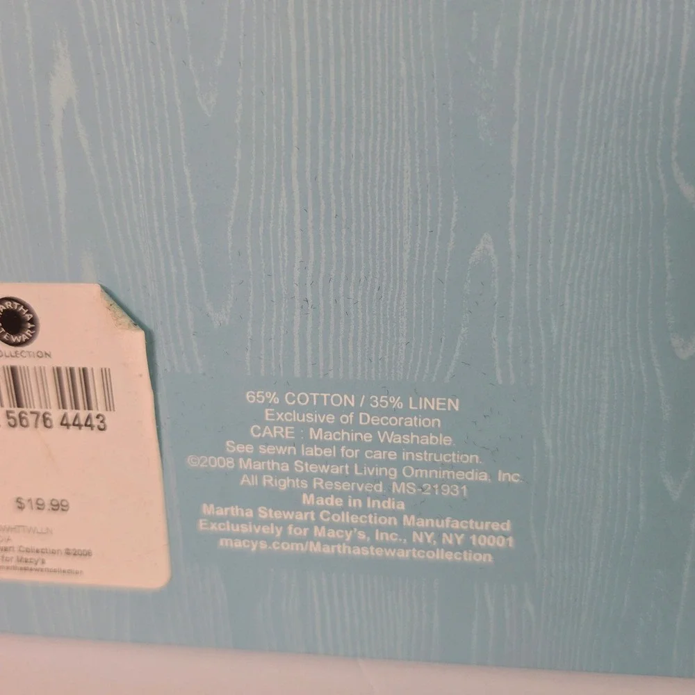 Martha Stewart Wheat Guest Towels Set of 2 Cotton Linen Cream Embroidered New IB